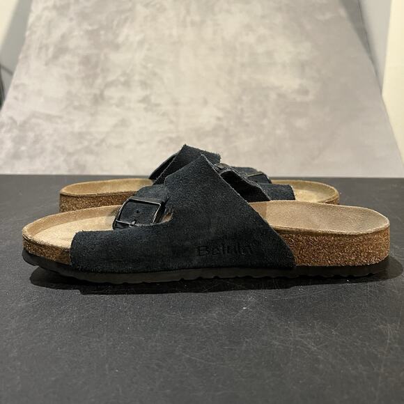 Betula Birkenstock Arizona Mens 7 Narrow Black Suede Leather Strap Sandals main image 8